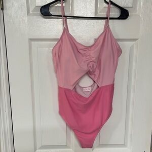 Pink Lily Blush Mesh Detail Swimsuit